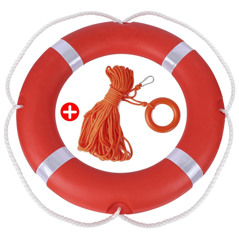 28 inch Boat Safety Throw Ring with Water Floating Lifesaving Rope 98.4FT Set, 2.5KG International Standard Throw Ring, Outdoor Professional Throwing Ring Rope Rescue Lifeguard Lifesaving