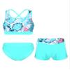 Manyakai Kids Girls 3 Piece Swimsuit Hawaiian Tankinis Outfit Beach Swimwear Crop Top with Bottom Green Palm Leaf 10 Years view 1