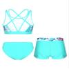 Manyakai Kids Girls 3 Piece Swimsuit Hawaiian Tankinis Outfit Beach Swimwear Crop Top with Bottom Green Palm Leaf 10 Years view 2