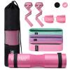 G4Free 9Pcs Barbell Pad Set for Squat, Hip Thrusts, Lunges, Leg day, Standard Olympic Bars with 2 Gym Ankle Safety Straps, 3 Hip Resistance Bands, 2 Lifting Strap, Barbell Pad, and Carry Bag (Pink) view 1