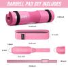 G4Free 9Pcs Barbell Pad Set for Squat, Hip Thrusts, Lunges, Leg day, Standard Olympic Bars with 2 Gym Ankle Safety Straps, 3 Hip Resistance Bands, 2 Lifting Strap, Barbell Pad, and Carry Bag (Pink) view 2