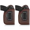 2 PACK IWB Holster with Laser Sight, Concealed Carry Gun Holster for Women/Men, ECO Leather Concealment Inside Waistband Holsters with Metal Clip Fits Most Midsize & Compact 9/40/45 & Laser Attachment view 1