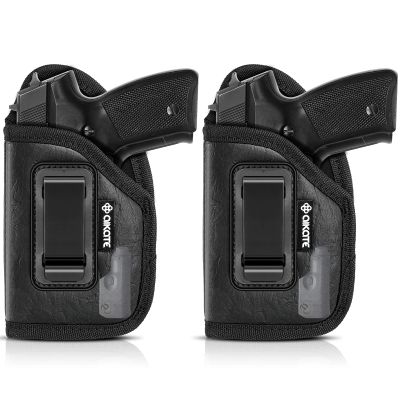 2 PACK IWB Holster with Laser Sight, Concealed Carry Gun Holster for Women/Men, ECO Leather Concealment Inside Waistband Holsters with Metal Clip Fits Most Midsize & Compact 9/40/45 & Laser Attachment