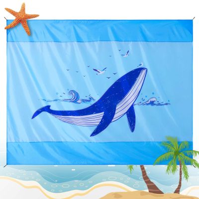 BREENHILL Whale Kids Beach Mat Water Resistant Sandproof Beach Blanket 83"x79" Lightweight Portable Polyester Picnic Blankets with 4 Corner Pockets