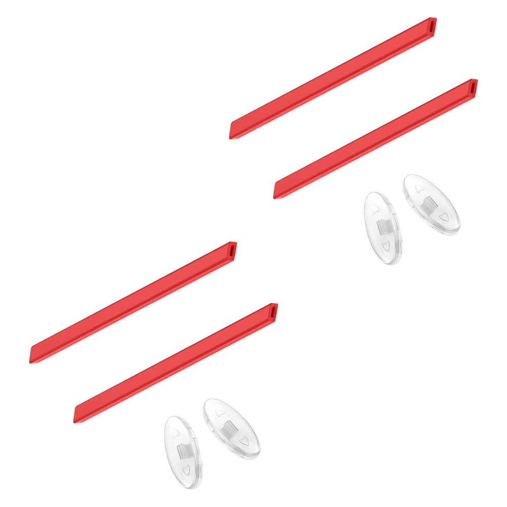 SAUCER Replacement Nose Pieces Pads & Earsocks Temple Sleeve Rubber Kit for Oakley Ejector OO4142 Sunglass - Red + Red