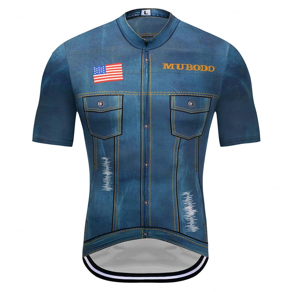 Mens Summer Short Sleeve MTB Bike Shirts Cycling Jersey Road Racing Top (L) Black