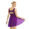 Zaldita Women's Lyrical Ballet Dance Dress Hollow Out Back Chiffon Asymmetric Skirted Leotard Dresses Purple X-Small view 3