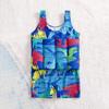 Kids Swimsuit with 8 Adjustable Buoyancy Sticks for Baby Boys Girls One Piece Floating Swim Vest Training Aid Swimwear Blue-Graffiti 4-5 Years view 2