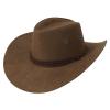 Aislor Classic Outback Cowboy Western Wool HatWide Brim Outdoor Fedora Hat with Belt Buckle Champagne One Size view 1