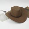 Aislor Classic Outback Cowboy Western Wool HatWide Brim Outdoor Fedora Hat with Belt Buckle Champagne One Size view 2