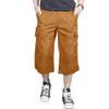 MAGNIVIT Mens Capri Long Twill Elastic Cargo Shorts Below Knee 3/4 Cargo Shorts Cotton Relaxed Fit Casual Multi-Pocket Yellow 32 view 2