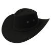Aislor Classic Outback Cowboy Western Wool HatWide Brim Outdoor Fedora Hat with Belt Buckle Black One Size view 1