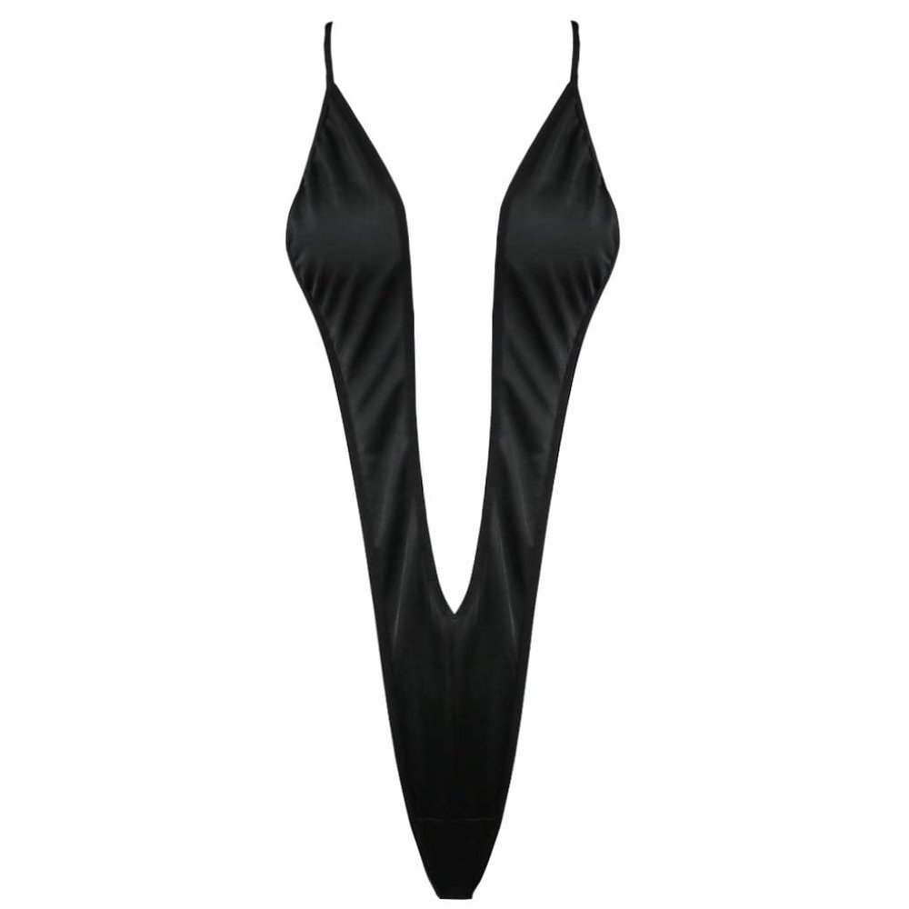 RUNQHUI Women's Mini Monokini Swimsuit Extreme Micro Bikini Thong One Piece Sling Shot Swimsuits Z1 Black One Size