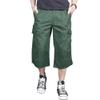 MAGNIVIT Mens Capri Long Twill Elastic Cargo Shorts Below Knee 3/4 Cargo Shorts Cotton Relaxed Fit Casual Multi-Pocket Green 30 view 2