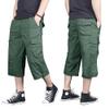 MAGNIVIT Mens Capri Long Twill Elastic Cargo Shorts Below Knee 3/4 Cargo Shorts Cotton Relaxed Fit Casual Multi-Pocket Green 30 view 3