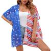 American Flag Kimono Cover Up Patriotic Shirt Blouse 4th of July Outfits Memorial Day United States Flag Top S view 1