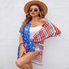 American Flag Kimono Cover Up Patriotic Shirt Blouse 4th of July Outfits Memorial Day United States Flag Top S view 4