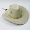 Aislor Classic Outback Cowboy Western Wool HatWide Brim Outdoor Fedora Hat with Belt Buckle Beige One Size view 3