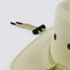 Aislor Classic Outback Cowboy Western Wool HatWide Brim Outdoor Fedora Hat with Belt Buckle Beige One Size view 4