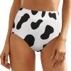 Elegant Casual Cow Print Black and White Color Matching Women's High Waist Underwear for Women Girl's Summer Sun Beach 2XL view 1