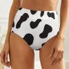 Elegant Casual Cow Print Black and White Color Matching Women's High Waist Underwear for Women Girl's Summer Sun Beach 2XL view 3