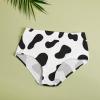Elegant Casual Cow Print Black and White Color Matching Women's High Waist Underwear for Women Girl's Summer Sun Beach 2XL view 4