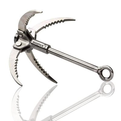 Stainless Steel Foldable Grappling Hook  Multifunctional QUADPALM Grapple Hook - 4 Stainless Steel Folding Claws - Heavy Duty - Outdoor Camping Hiking Tree Rock Mountain Climbing Equipment
