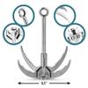 Stainless Steel Foldable Grappling Hook  Multifunctional QUADPALM Grapple Hook - 4 Stainless Steel Folding Claws - Heavy Duty - Outdoor Camping Hiking Tree Rock Mountain Climbing Equipment view 4