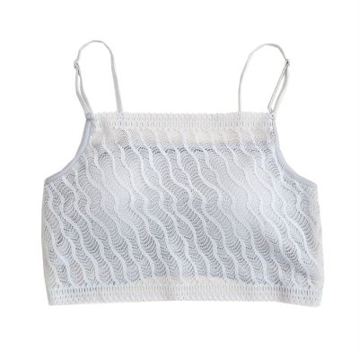 ANMUR Silk Bralette Bra for Women Thin Underwear Sexy Beauty Back Camisole Crop Tops Blouse with Removable Pads (Color : Gray, Size : XL/X-Large)