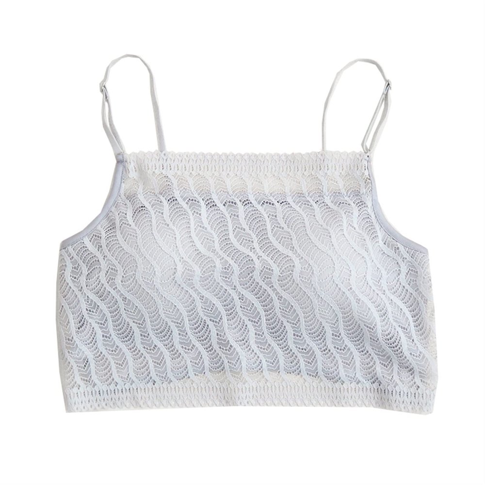 ANMUR Silk Bralette Bra for Women Thin Underwear Sexy Beauty Back Camisole Crop Tops Blouse with Removable Pads (Color : Gray, Size : XL/X-Large)