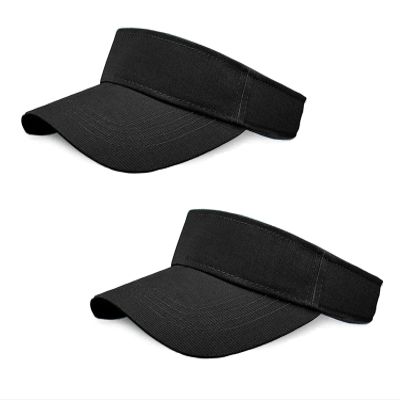 2 Pieces of Black Sun Visor Hats Adjustable Sport Visors Cap Visors for Women and Men (One Size)