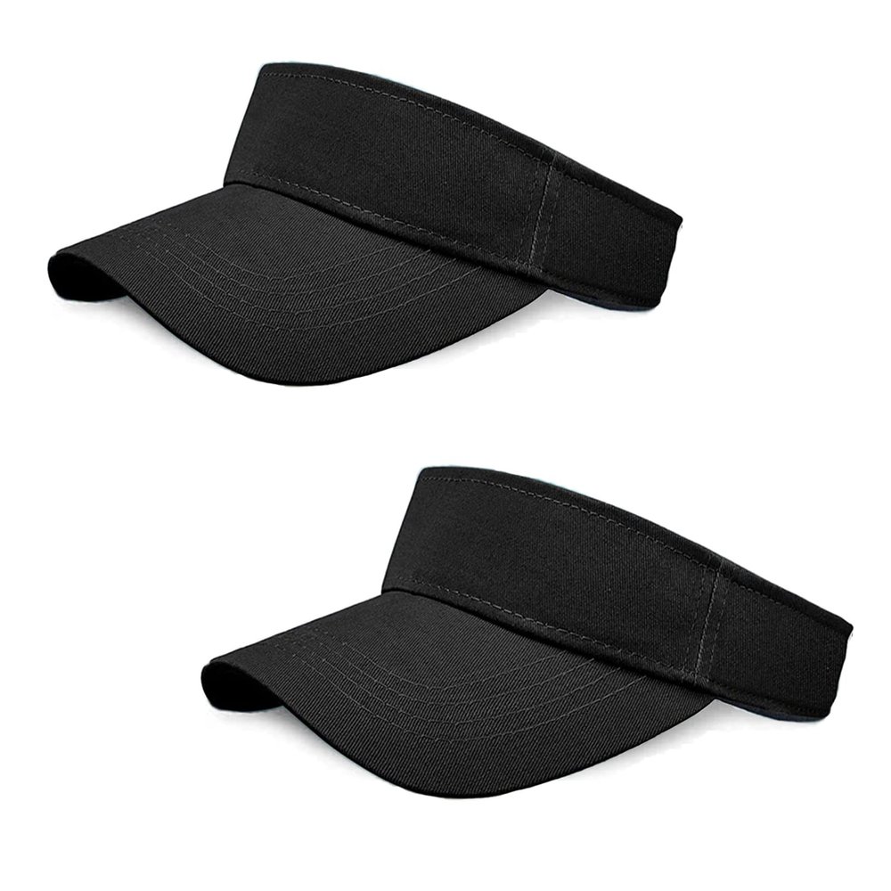 2 Pieces of Black Sun Visor Hats Adjustable Sport Visors Cap Visors for Women and Men (One Size)