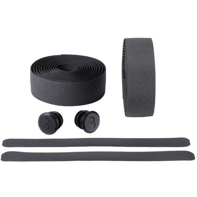 BBB Cycling, ReflectRibbon, Bike Handlebar Tape, Gel Bar Reflective Grip Tape, Road, Urban, MTB Bicycles, Non-Slip, Includes Handlebar Plugs, BHT-17, Black, One Size