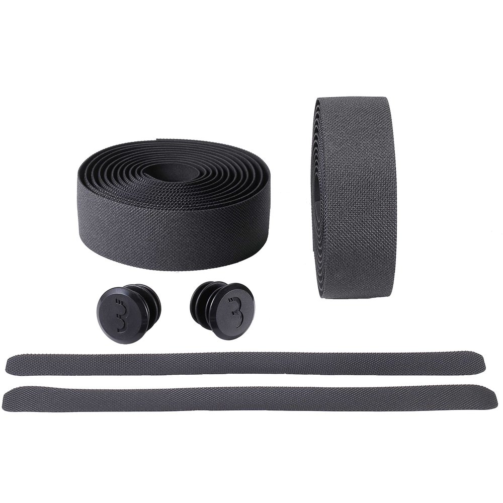 BBB Cycling, ReflectRibbon, Bike Handlebar Tape, Gel Bar Reflective Grip Tape, Road, Urban, MTB Bicycles, Non-Slip, Includes Handlebar Plugs, BHT-17, Black, One Size