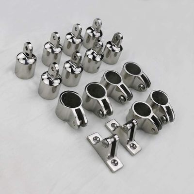 7/8" Bimini Top 4-Bow Stainless Steel Boat Jaw Slide, Cap Eye End, Deck Hinge Fittings Hardware 16 Set (7/8 INCH)