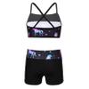 Daenrui Kids Girls 2 Piece Gymnastics Dance Outfits Crop Top with Booty Shorts for Sports/Dancing/Swimming Dark Black#3 4 Years view 2