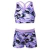 Daenrui Kids Girls 2 Piece Gymnastics Dance Sports Outfits Racer Back Crop Top with Booty Shorts Swimsuit Camo Purple#2 16 Years view 1