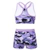 Daenrui Kids Girls 2 Piece Gymnastics Dance Sports Outfits Racer Back Crop Top with Booty Shorts Swimsuit Camo Purple#2 16 Years view 2