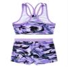 Daenrui Kids Girls 2 Piece Gymnastics Dance Sports Outfits Racer Back Crop Top with Booty Shorts Swimsuit Camo Purple#2 16 Years view 4