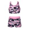 Daenrui Kids Girls 2 Piece Gymnastics Dance Sports Outfits Racer Back Crop Top with Booty Shorts Swimsuit Camo Pink#2 16 Years view 1