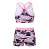 Daenrui Kids Girls 2 Piece Gymnastics Dance Sports Outfits Racer Back Crop Top with Booty Shorts Swimsuit Camo Pink#2 16 Years view 2