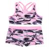 Daenrui Kids Girls 2 Piece Gymnastics Dance Sports Outfits Racer Back Crop Top with Booty Shorts Swimsuit Camo Pink#2 16 Years view 3