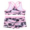 Daenrui Kids Girls 2 Piece Gymnastics Dance Sports Outfits Racer Back Crop Top with Booty Shorts Swimsuit Camo Pink#2 16 Years view 4