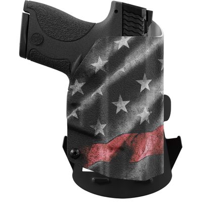 We The People Holsters - Thin Red Line - Right Hand - OWB Holster Compatible with Springfield XD-S 4" 9MM/.40SW w/Olight PL-Mini 2 Valkyrie