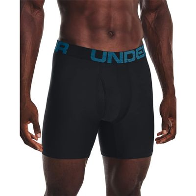 Under Armour mens Tech 6-inch Boxerjock 2-Pack, (006) Black / / Static Blue, X-Small
