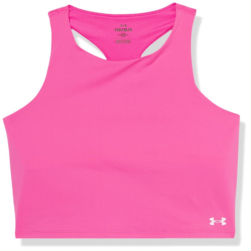 Under Armour Girls Motion Crop Tank Top, (652) Rebel Pink / / Pink Sugar, X-Large