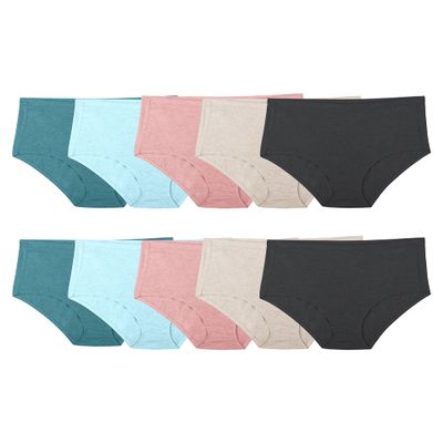 Fruit of The Loom Women's Beyondsoft Underwear (Regular & Plus Size), Plus Brief-Cotton Blend-10 Pack Assorted Colors, 9
