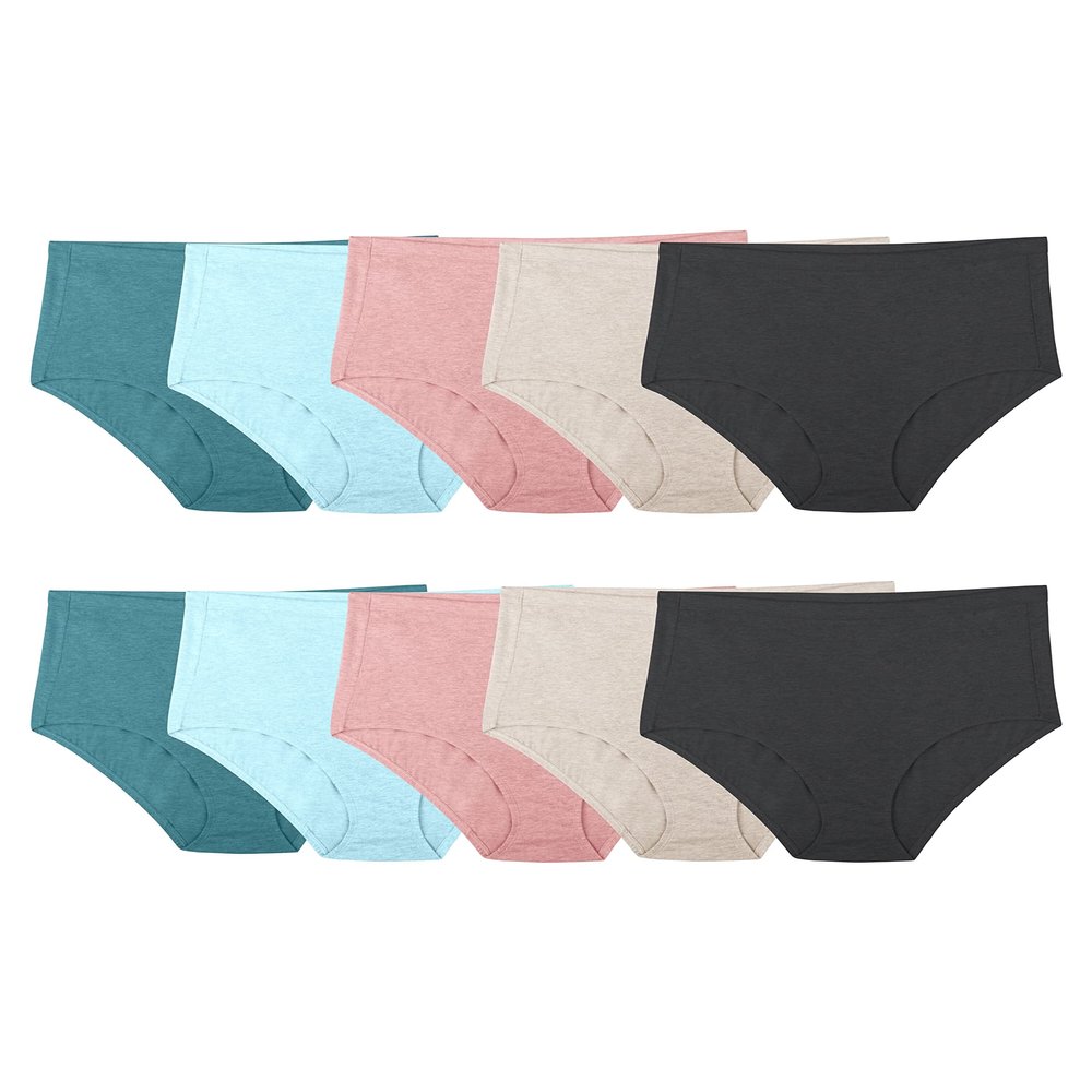 Fruit of The Loom Women's Beyondsoft Underwear (Regular & Plus Size), Plus Brief-Cotton Blend-10 Pack Assorted Colors, 9