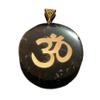 Shungite Om Symbol Orgone Pendant Necklace, 2 Inch Diameter, Aquarius Gemstone, Root & Crown Chakra view 1