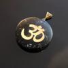 Shungite Om Symbol Orgone Pendant Necklace, 2 Inch Diameter, Aquarius Gemstone, Root & Crown Chakra view 4